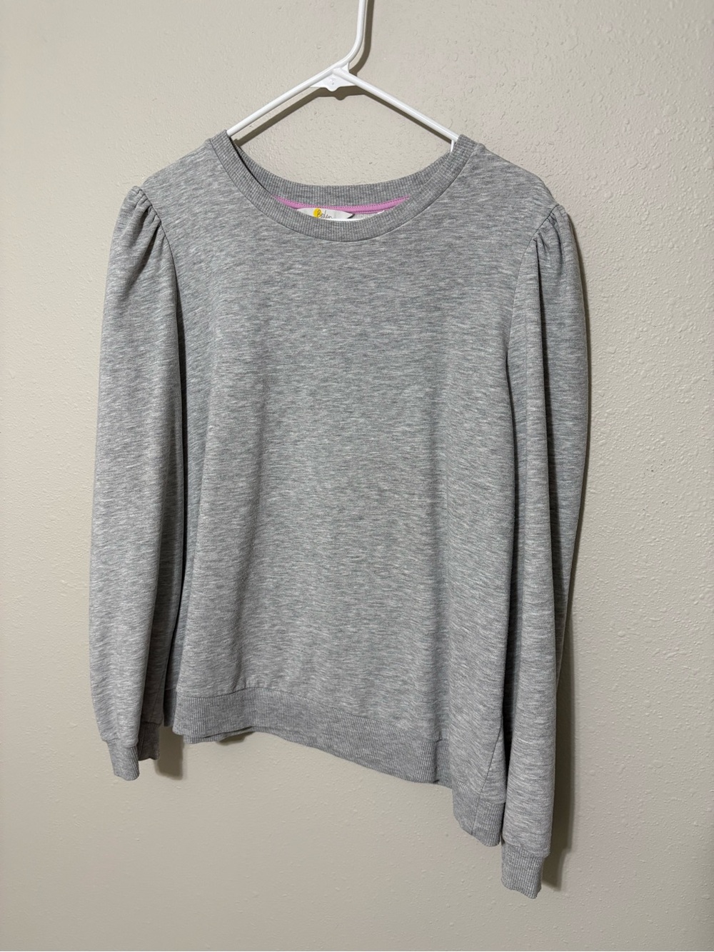 Boden Gray Crewneck Sweatshirt with Puff Shoulders